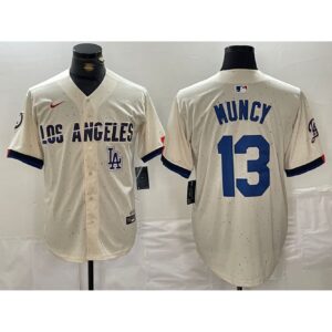 6863e4f33b08a_1 Men's Los Angeles Dodgers #13 Max Muncy Cream Stitched Baseball Jersey