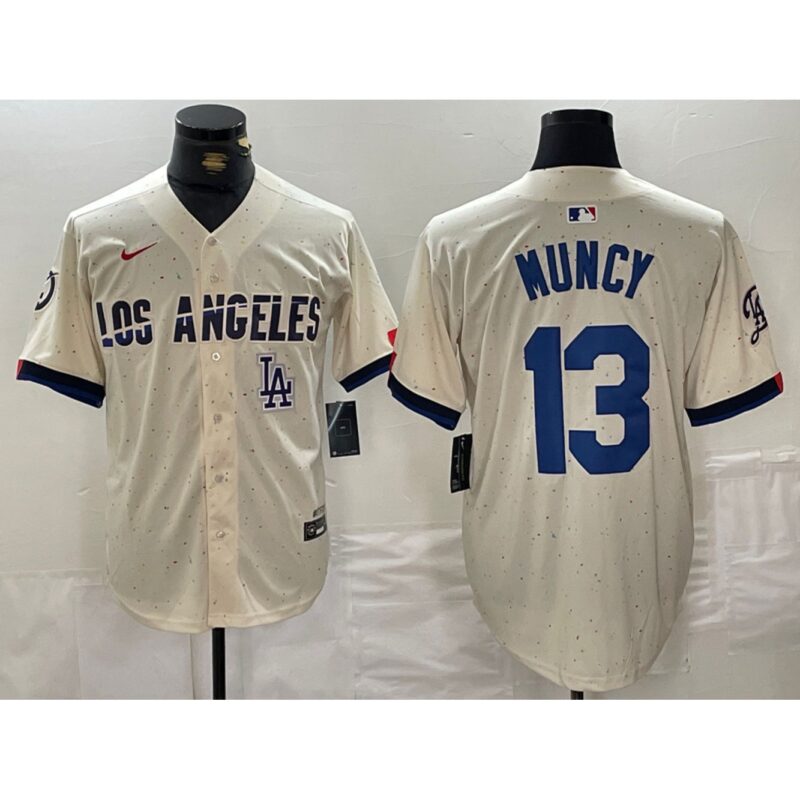 6863e4f33b08a_1 Men's Los Angeles Dodgers #13 Max Muncy Cream Stitched Baseball Jersey