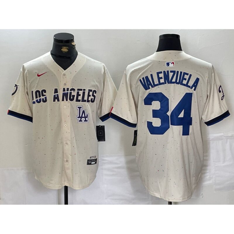 6863e4fb95f61_1 Men's Los Angeles Dodgers #34 Toro Valenzuela Cream Stitched Baseball Jersey