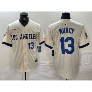 6863e4ffc6f6e_1 Men's Los Angeles Dodgers #13 Max Muncy Cream Stitched Baseball Jersey