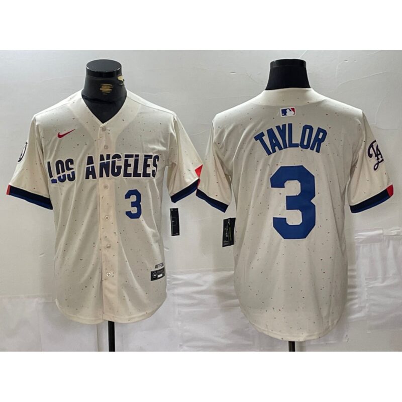 6863e503d7173_1 Men's Los Angeles Dodgers #3 Chris Taylor Cream Stitched Baseball Jersey
