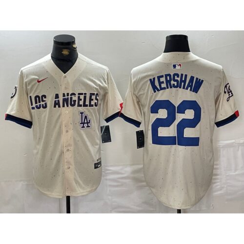 6863e52724d72_1 Men's Los Angeles Dodgers #22 Clayton Kershaw Cream Stitched Baseball Jersey