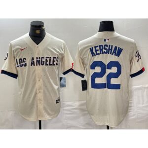 6863e52b545db_1 Men's Los Angeles Dodgers #22 Clayton Kershaw Cream Stitched Baseball Jersey