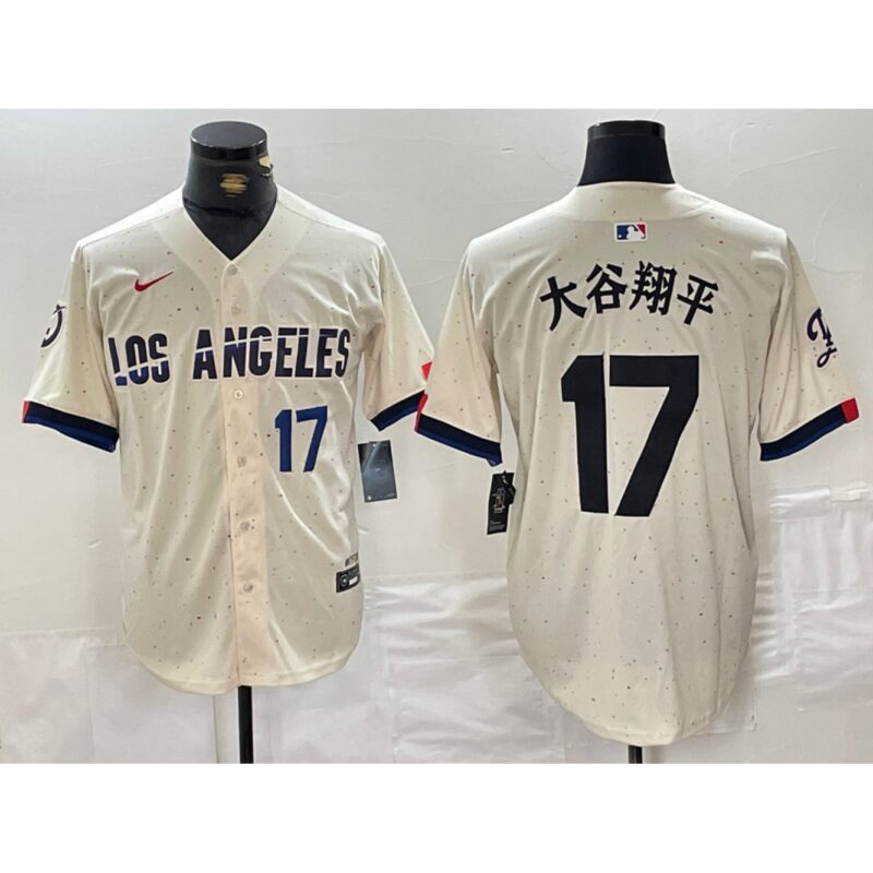 6863e53389985_1 Men's Los Angeles Dodgers #17 Shohei Ohtani Cream Stitched Baseball Jersey