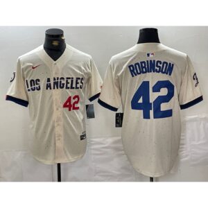 6863e5379e07a_1 Men's Los Angeles Dodgers #42 Jackie Robinson Cream Stitched Baseball Jersey