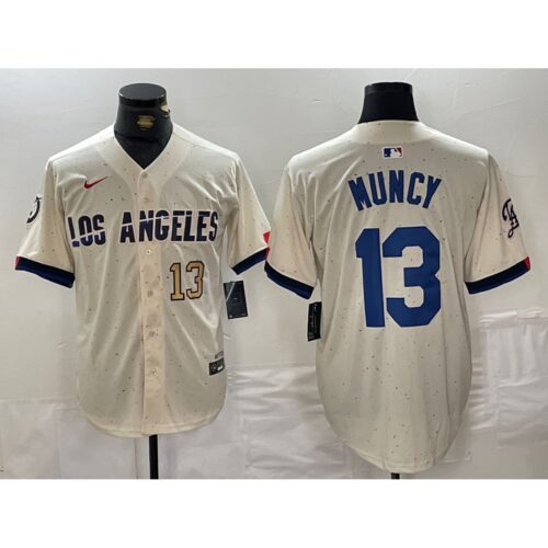 6863e53bd1523_1 Men's Los Angeles Dodgers #13 Max Muncy Cream Stitched Baseball Jersey