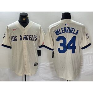 6863e5441882c_1 Men's Los Angeles Dodgers #34 Toro Valenzuela Cream Stitched Baseball Jersey