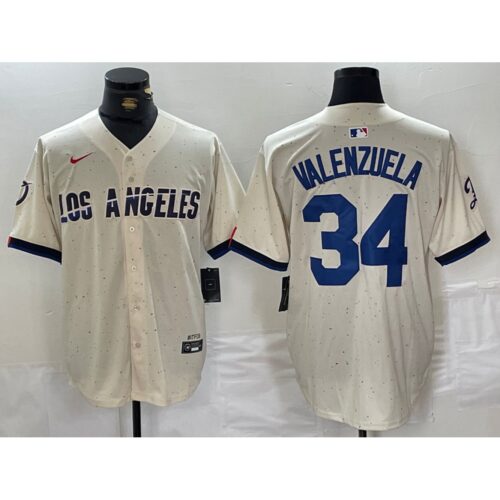 6863e5441882c_1 Men's Los Angeles Dodgers #34 Toro Valenzuela Cream Stitched Baseball Jersey