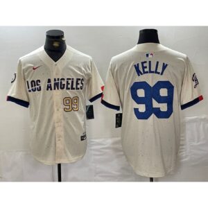 6863e54cc1b66_1 Men's Los Angeles Dodgers #99 Joe Kelly Cream Stitched Baseball Jersey