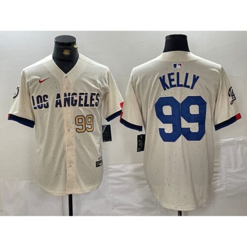 6863e54cc1b66_1 Men's Los Angeles Dodgers #99 Joe Kelly Cream Stitched Baseball Jersey
