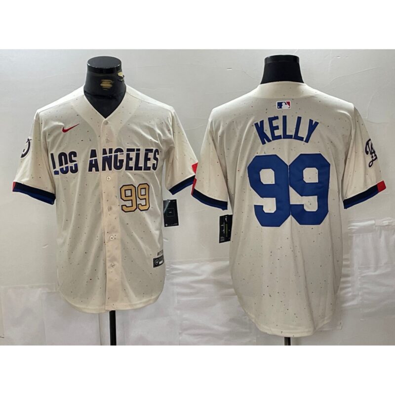 6863e54cc1b66_1 Men's Los Angeles Dodgers #99 Joe Kelly Cream Stitched Baseball Jersey