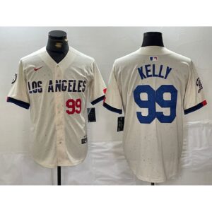6863e550f1673_1 Men's Los Angeles Dodgers #99 Joe Kelly Cream Stitched Baseball Jersey