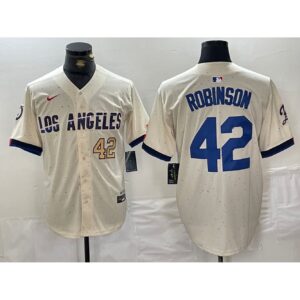 6863e55525f65_1 Men's Los Angeles Dodgers #42 Jackie Robinson Cream Stitched Baseball Jersey
