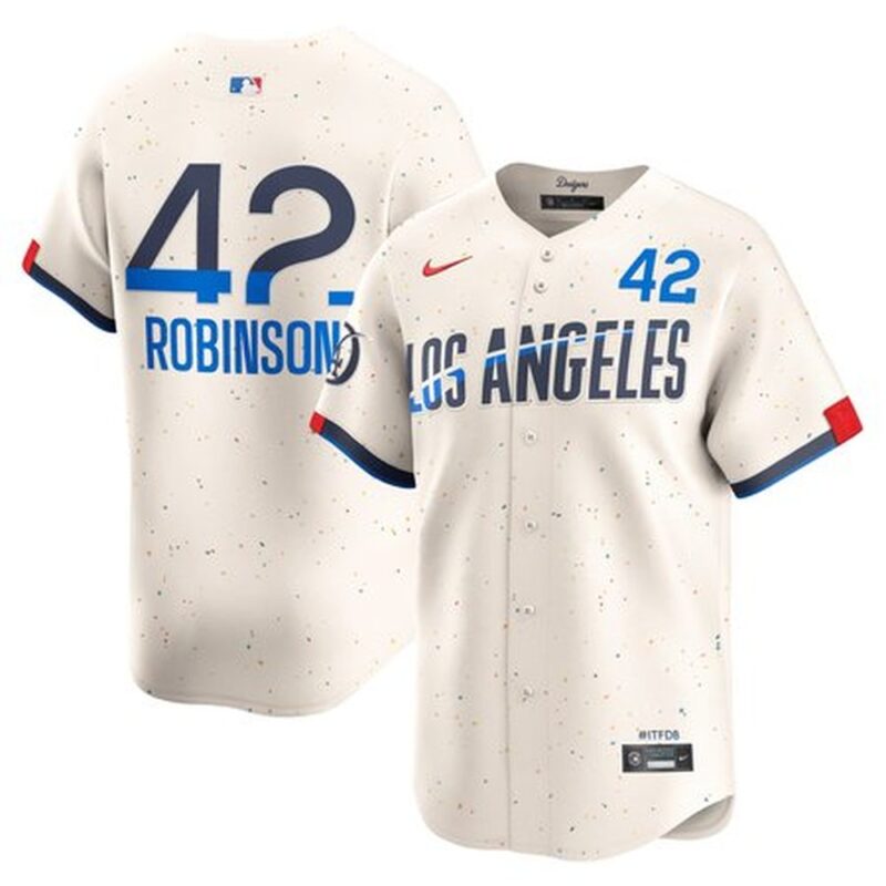 6863e55c4f337_1 Men's Los Angeles Dodgers #42 Jackie Robinson Cream 2024 City Connect Limited Player Jersey