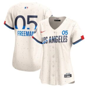 6863e55fcb44f_1 Women's Los Angeles Dodgers #05 Freddie Freeman Cream 2024 City Connect Limited Player Jersey