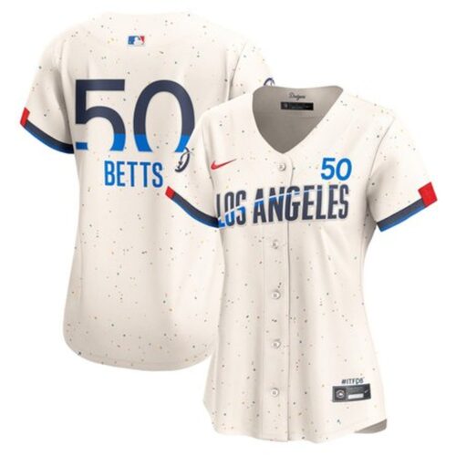 6863e5657a4e1_1 Women's Los Angeles Dodgers #50 Mookie Betts Cream 2024 City Connect Limited Player Jersey