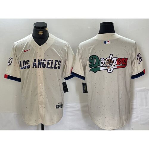 6863e56849ebd_1 Men's Los Angeles Dodgers Team Big Logo Cream Stitched Baseball Jersey