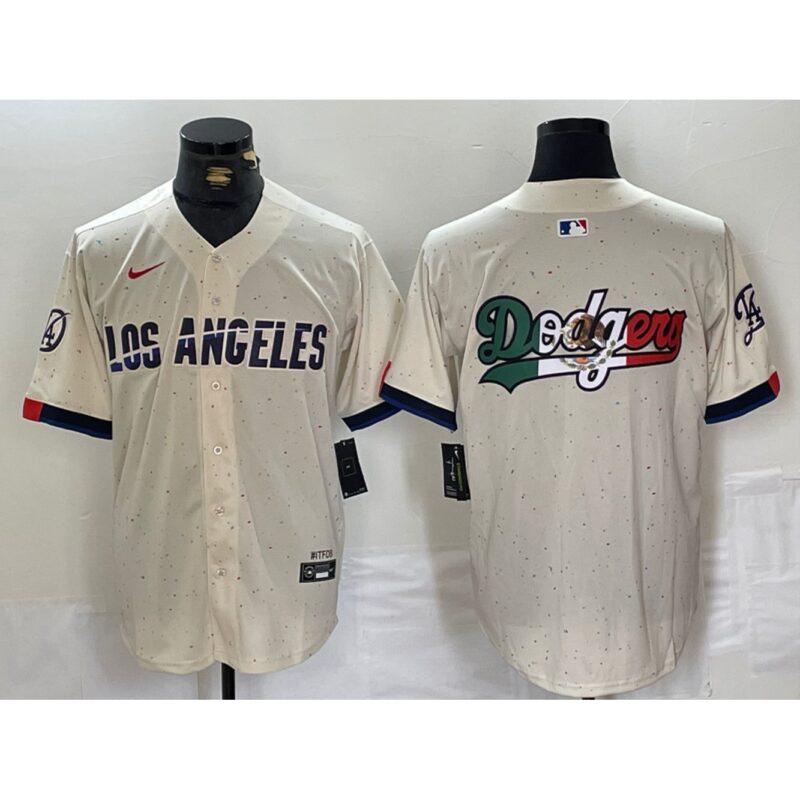 6863e56849ebd_1 Men's Los Angeles Dodgers Team Big Logo Cream Stitched Baseball Jersey