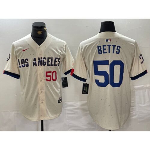 6863e56bc3a39_1 Men's Los Angeles Dodgers #50 Mookie Betts Cream Stitched Baseball Jersey