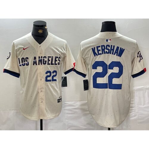 6863e5700f2d2_1 Men's Los Angeles Dodgers #22 Clayton Kershaw Cream Stitched Baseball Jersey