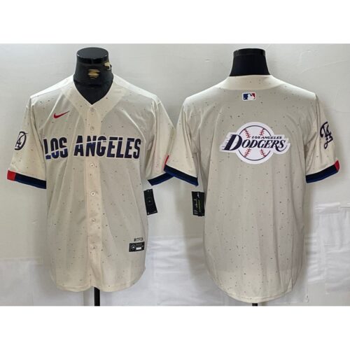 6863e5784a547_1 Men's Los Angeles Dodgers Team Big Logo Cream Stitched Baseball Jersey