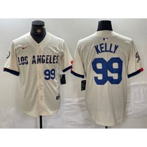 6863e57ff1ab6_1 Men's Los Angeles Dodgers #99 Joe Kelly Cream Stitched Baseball Jersey
