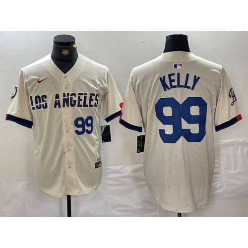 6863e57ff1ab6_1 Men's Los Angeles Dodgers #99 Joe Kelly Cream Stitched Baseball Jersey