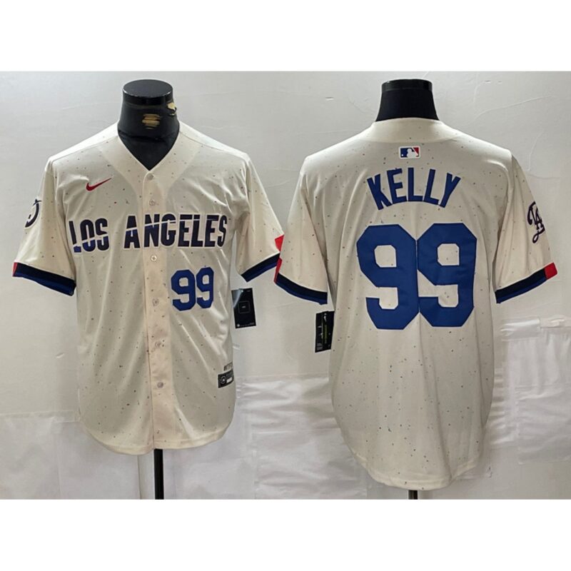 6863e57ff1ab6_1 Men's Los Angeles Dodgers #99 Joe Kelly Cream Stitched Baseball Jersey