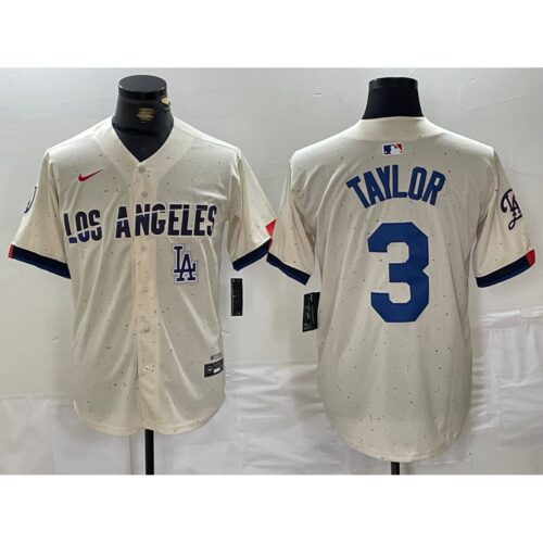 6863e5987df18_1 Men's Los Angeles Dodgers #3 Chris Taylor Cream Stitched Baseball Jersey
