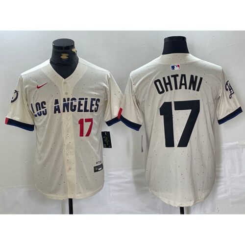 6863e5a01dc3c_1 Men's Los Angeles Dodgers #17 Shohei Ohtani Cream Stitched Baseball Jersey