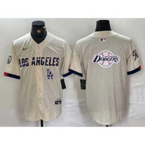 6863e5a471254_1 Men's Los Angeles Dodgers Team Big Logo Cream Stitched Baseball Jersey