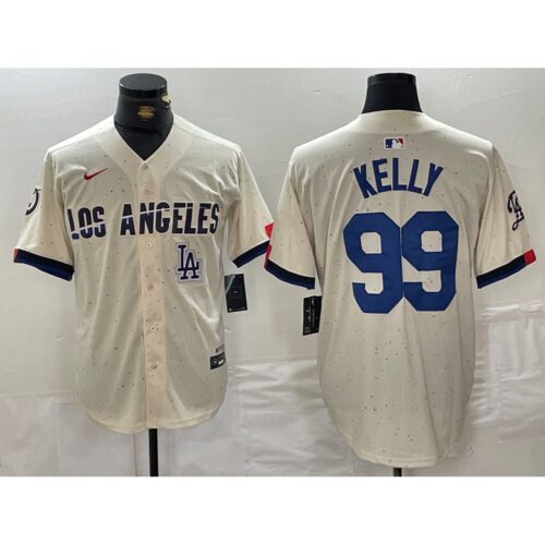 6863e5ab71e95_1 Men's Los Angeles Dodgers #99 Joe Kelly Cream Stitched Baseball Jersey