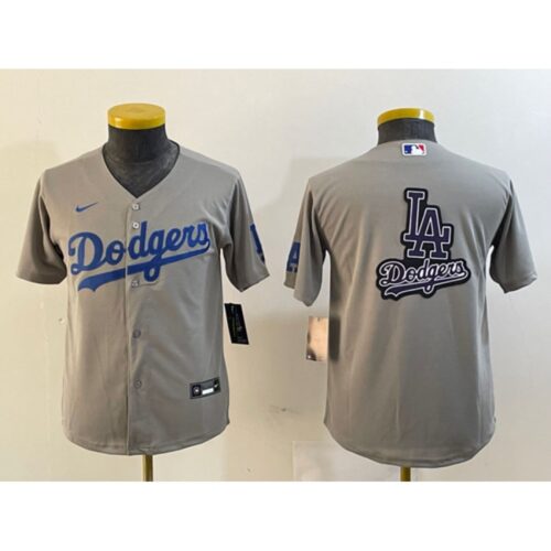 6863e654e852f_1 Youth Los Angeles Dodgers Grey Team Big Logo Stitched Jersey