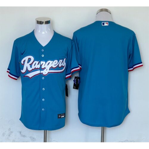 6863e67524b81_1 Men's Texas Rangers Blank Blue Cool Base Stitched Baseball Jersey