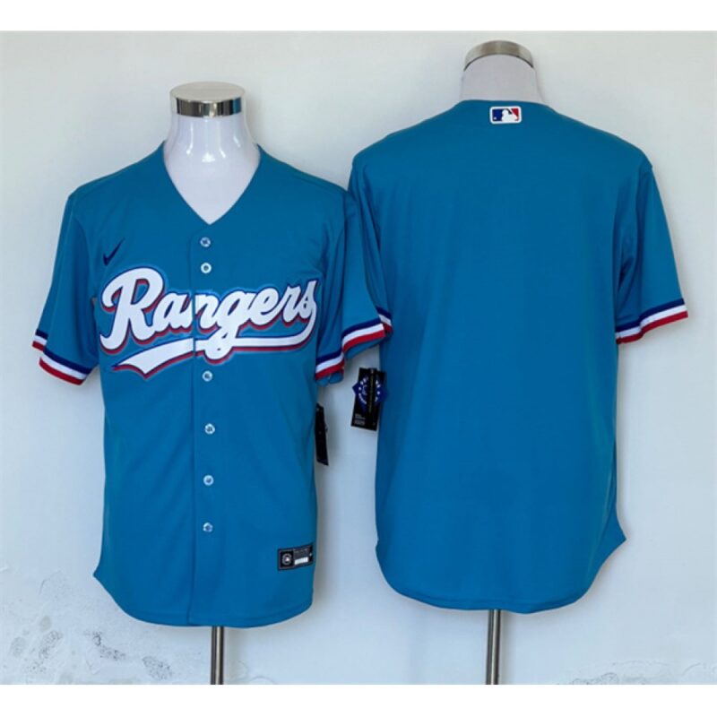 6863e67524b81_1 Men's Texas Rangers Blank Blue Cool Base Stitched Baseball Jersey