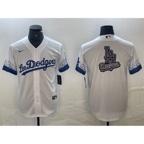 6863e68113e98_1 Men's Los Angeles Dodgers White Team Big Logo City Connect Cool Base Stitched Baseball Jersey