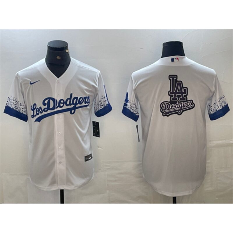 6863e68113e98_1 Men's Los Angeles Dodgers White Team Big Logo City Connect Cool Base Stitched Baseball Jersey