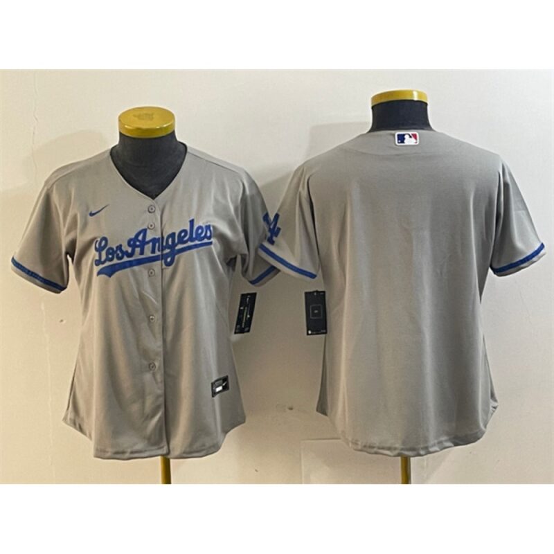 6863e692e831d_1 Women's Los Angeles Dodgers Blank Grey Stitched Jersey(Run Small)