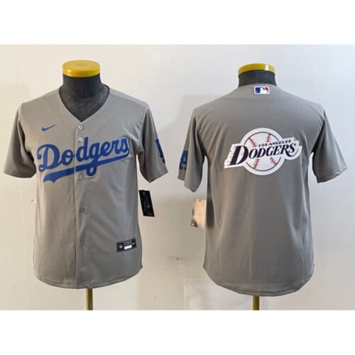 6863e6989141d_1 Women's Los Angeles Dodgers Grey Team Big Logo Stitched Jersey(Run Small)