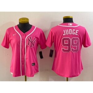 6863e6a9d3634_1 Women's New York Yankees #99 Aaron Judge Pink Stitched Jersey(Run Small)