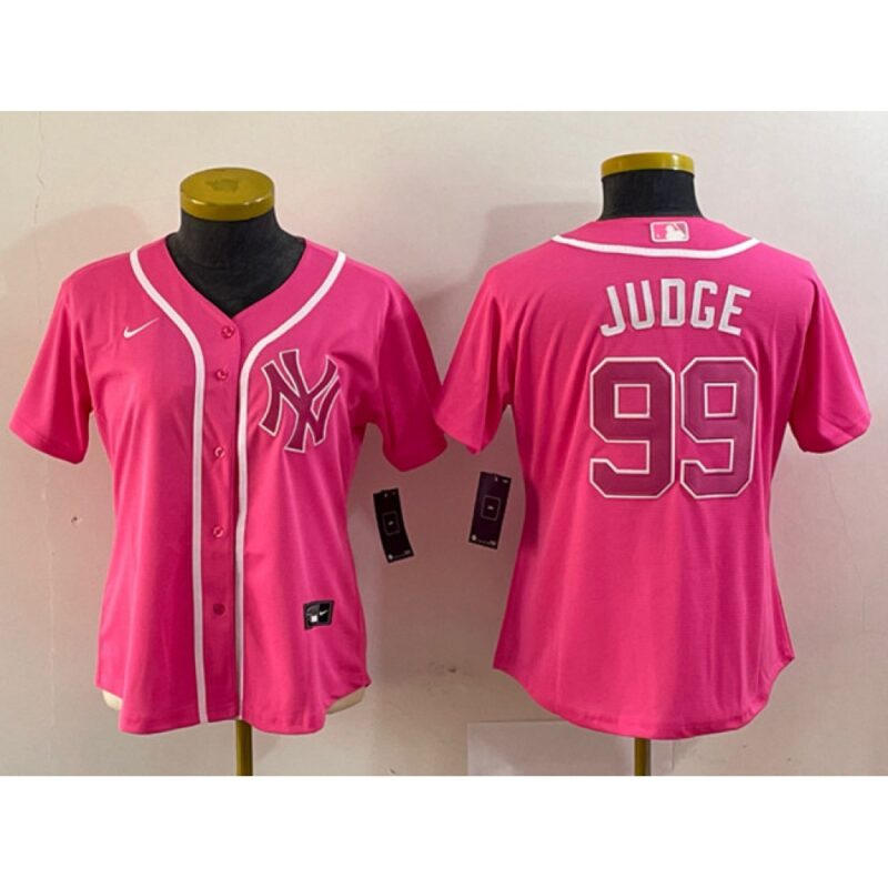 6863e6a9d3634_1 Women's New York Yankees #99 Aaron Judge Pink Stitched Jersey(Run Small)