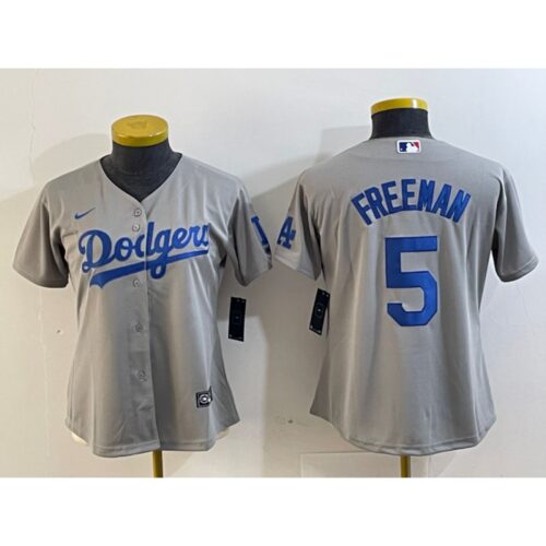 6863e6ca655ab_1 Youth Los Angeles Dodgers #5 Freddie Freeman Grey Stitched Baseball Jersey