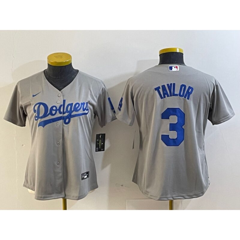 6863e6dc76841_1 Youth Los Angeles Dodgers #3 Chris Taylor Grey Stitched Baseball Jersey