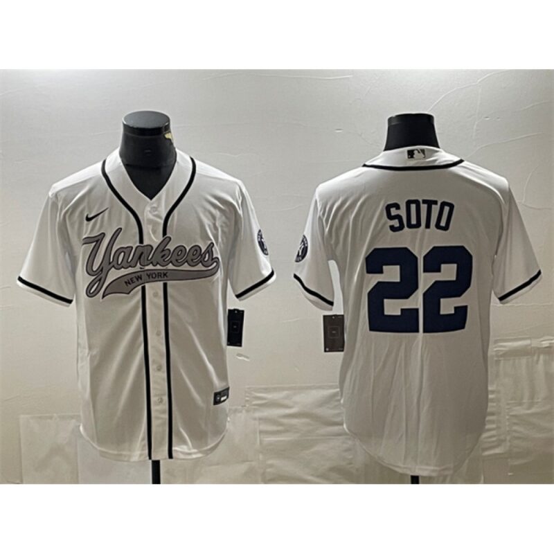 6863e6f4e4335_1 Men's New York Yankees #22 Juan Soto White Cool Base Stitched Baseball Jersey