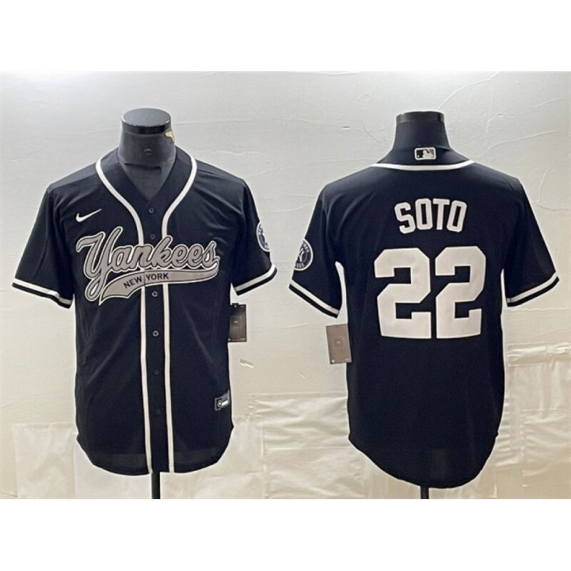 6863e6f8e3f27_1 Men's New York Yankees #22 Juan Soto Black Cool Base Stitched Baseball Jersey