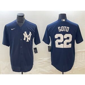 6863e7006d52f_1 Men's New York Yankees #22 Juan Soto Navy Cool Base Stitched Baseball Jersey