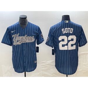 6863e70832dc5_1 Men's New York Yankees #22 Juan Soto Navy Cool Base Stitched Baseball Jersey