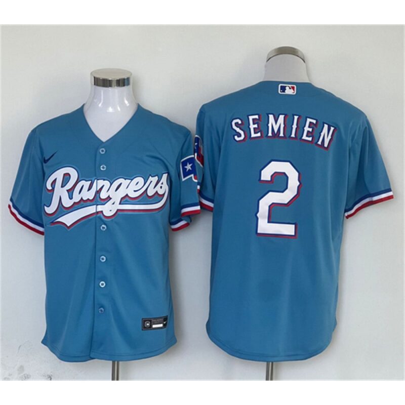 6863e71fce93d_1 Men's Texas Rangers #2 Marcus Semien Blue With Patch Cool Base Stitched MLB Jersey