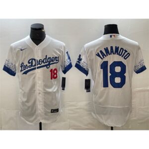 6863e72398a65_1 Men's Los Angeles Dodgers #18 Yoshinobu Yamamoto White City Connect Flex Base Stitched Baseball Jersey