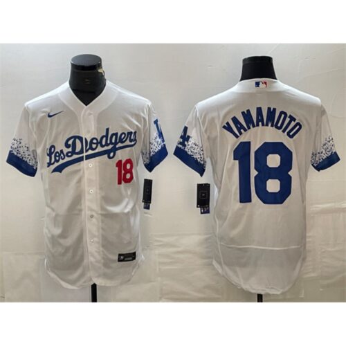 6863e72398a65_1 Men's Los Angeles Dodgers #18 Yoshinobu Yamamoto White City Connect Flex Base Stitched Baseball Jersey